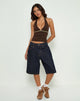 Image of Abeth Halterneck Top in Chocolate Brown with Lemon Piping