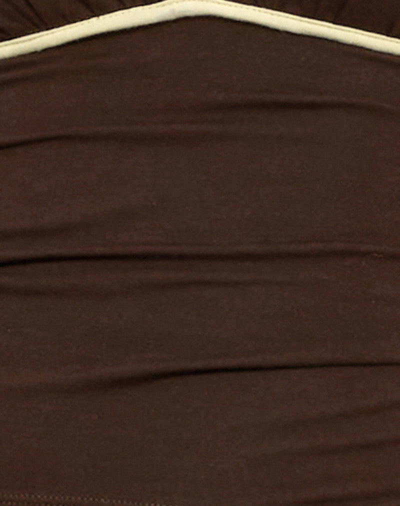 Image of Abeth Halterneck Top in Chocolate Brown with Lemon Piping