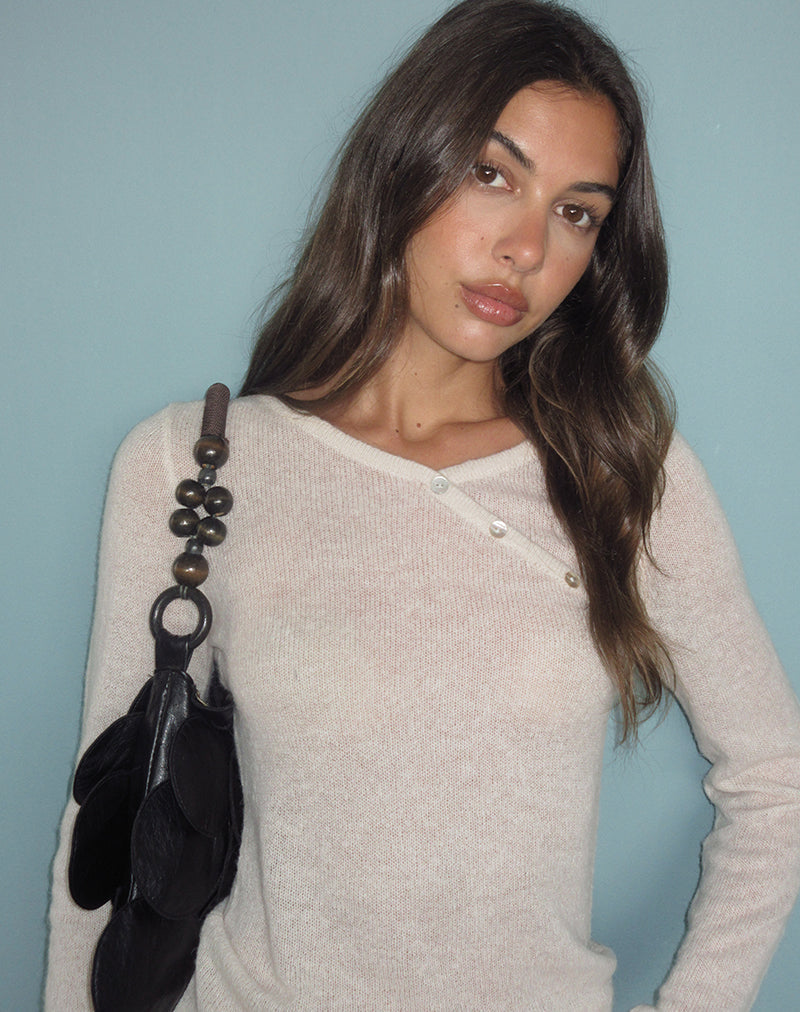 Image of Elanur Long Sleeve Top in Sheer Knit Ecru