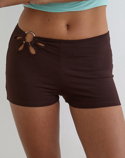 Image of Abril Short with Flower Ring in Bitter Chocolate