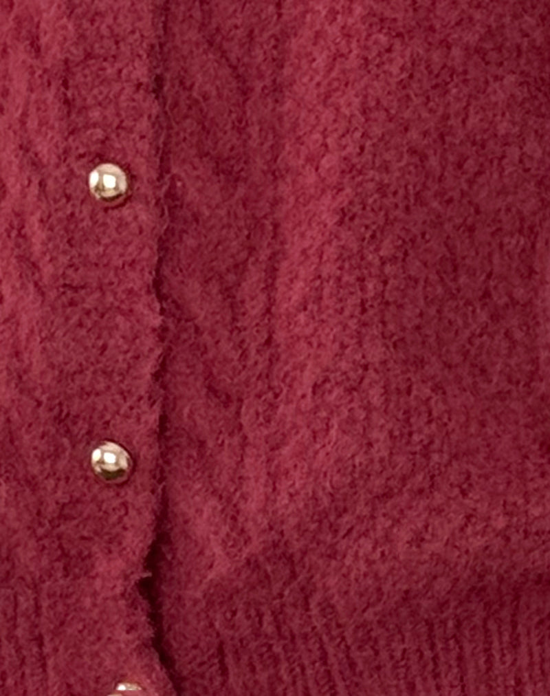 Image of Aceso Cardigan in Brush Knit Burgundy