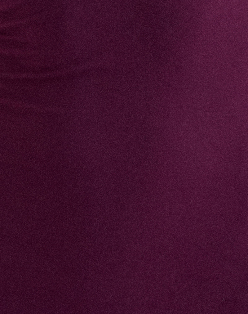 Image of Adison Keyhole Ruched Mini Dress in Rayon Jersey Fig