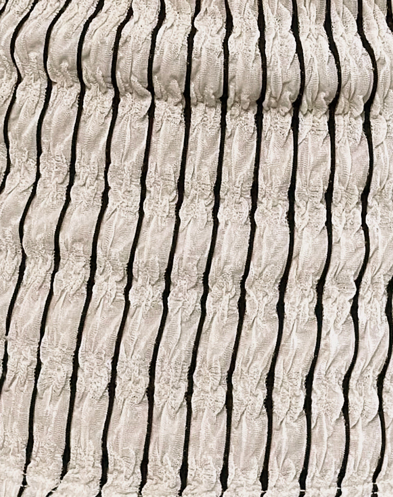 Image of Aghony Bandeau Top in Stripe Textured Mesh Beige