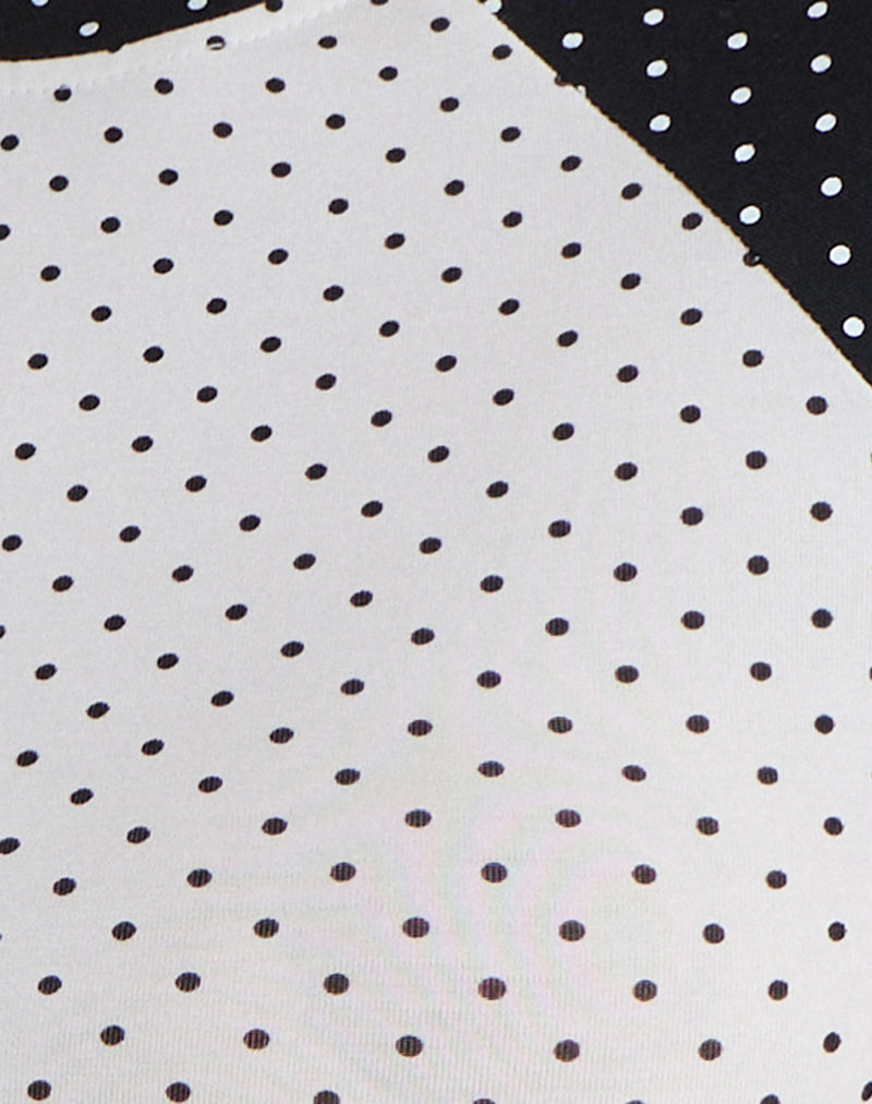 Image of Agneta Tee in White and Black with Micro Polka Print