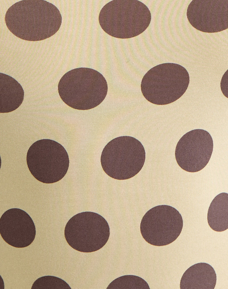 Image of Agneta Tee in Yellow with Big Brown Polka Dots