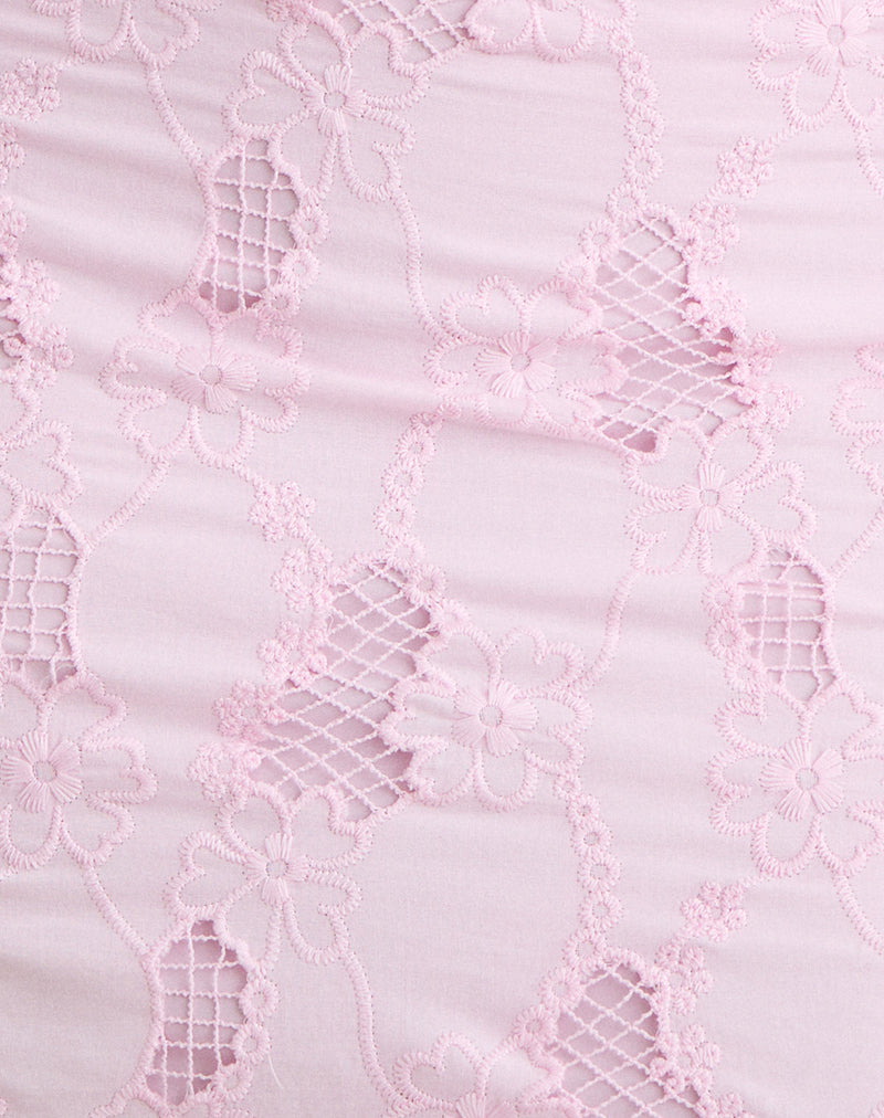 Image of Aguna Mini Skirt in Broderie Baby Pink