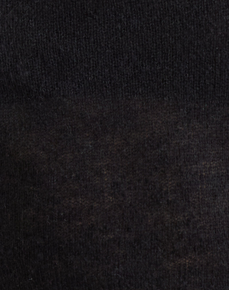 Image of Aika Long Sleeve Top in Sheer Knit Black