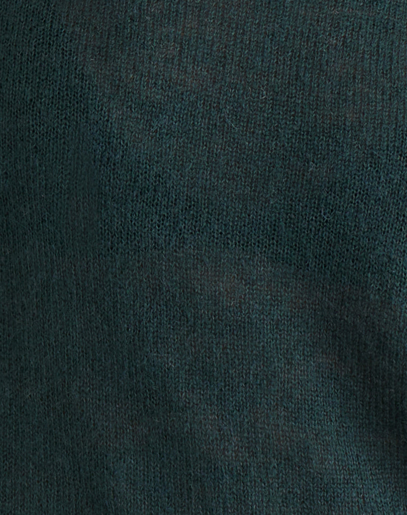Image of Aika Long Sleeve Top in Sheer Knit Dark Green