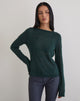 Image of Aika Long Sleeve Top in Sheer Knit Dark Green