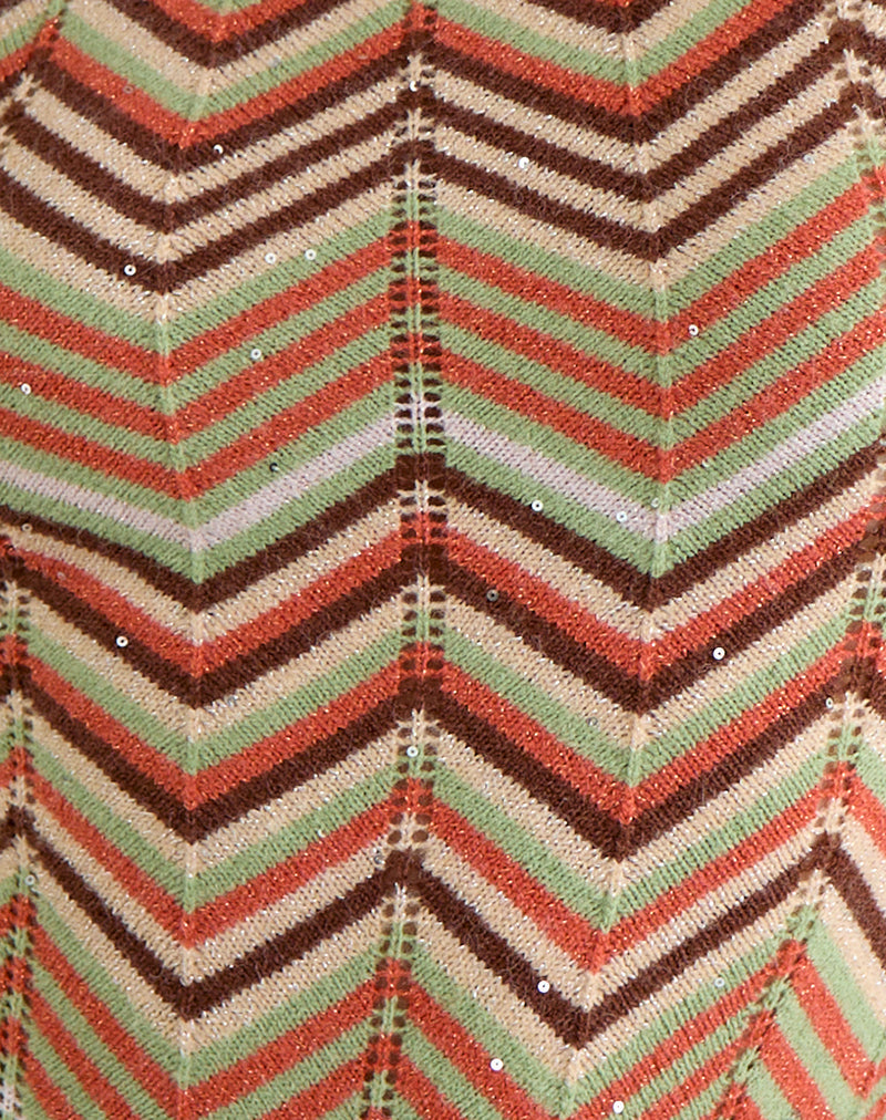Image of Aisling Off Shoulder Top in Green Multi Stripe