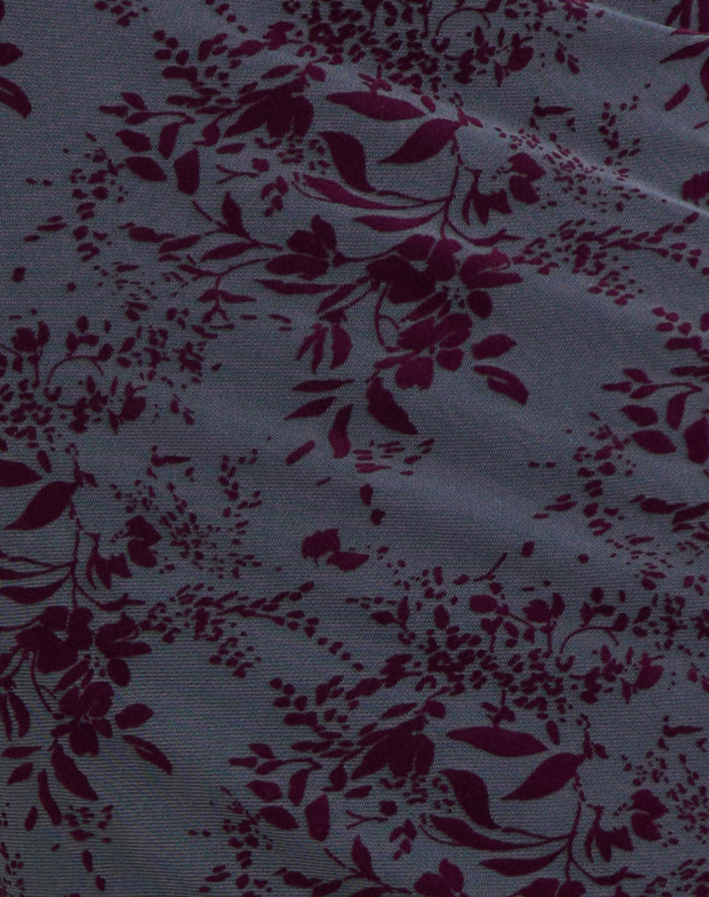 Image of Alfreda Maxi Skirt in Fine Leaf Flock Smoke Grey