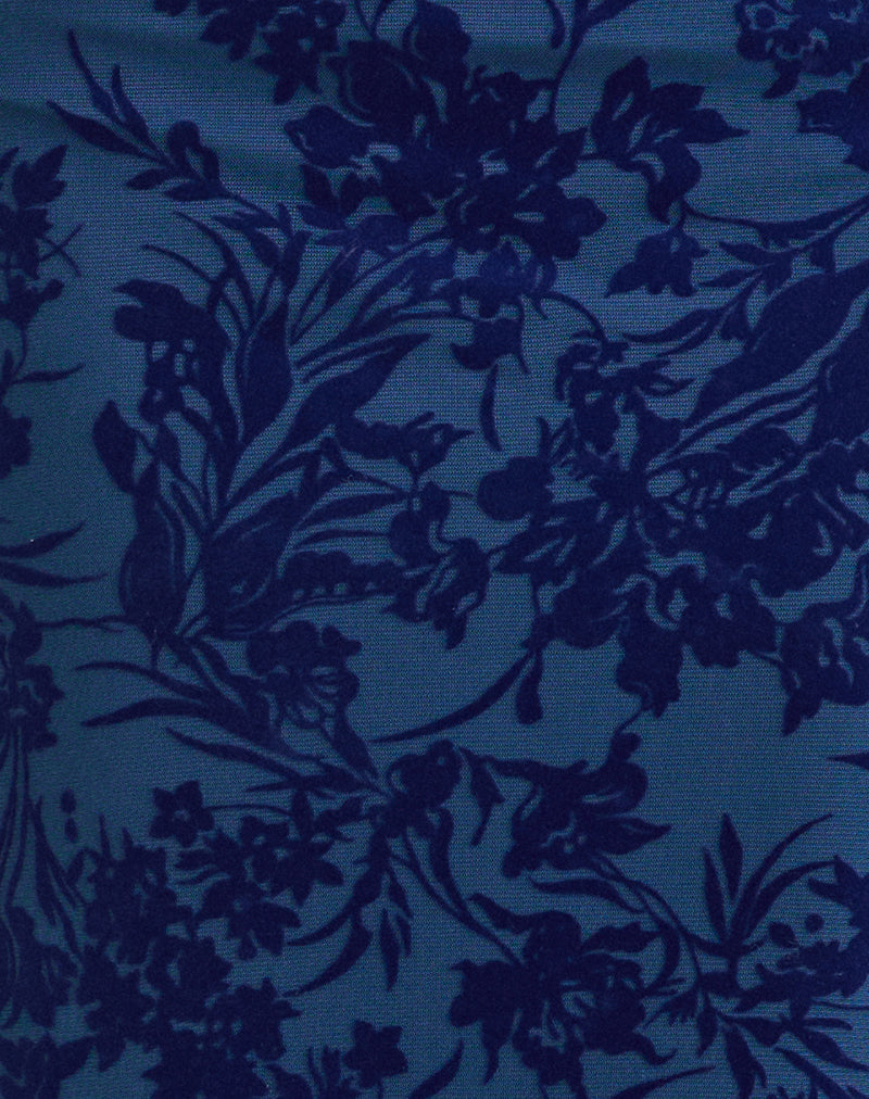Image of Alfreda Maxi Skirt in Midnight Leaf Flock Navy