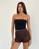 Image of Alina Micro Short in Wide Rib Knit Brown