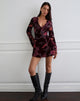 Image of Alitra Mini Dress in Floral Devore Burgundy