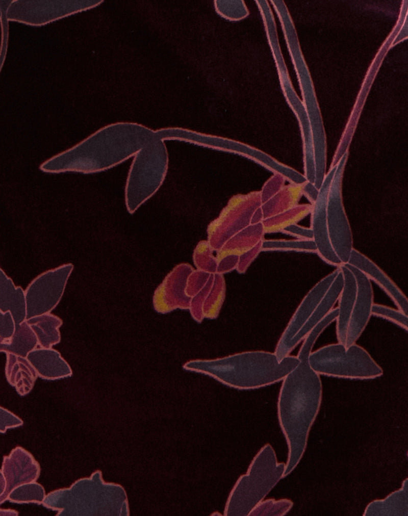 Image of Alitra Mini Dress in Floral Devore Burgundy