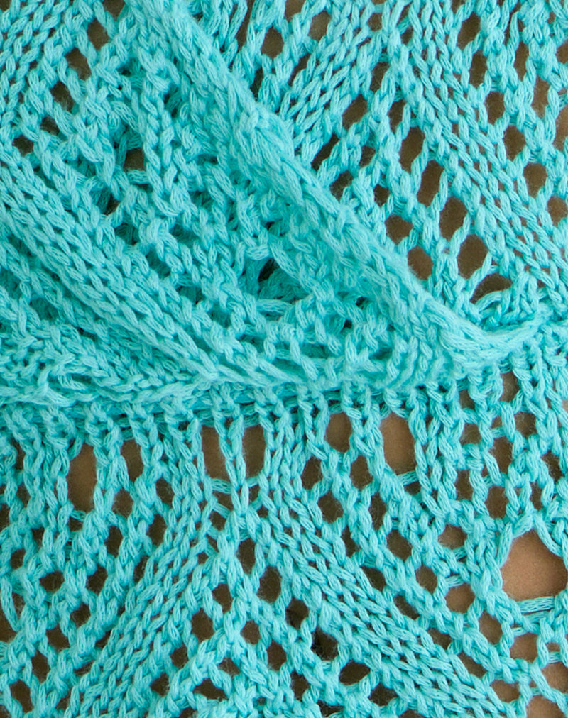 Image of Allyne Halter Top in Crochet Knit Aqua Sky