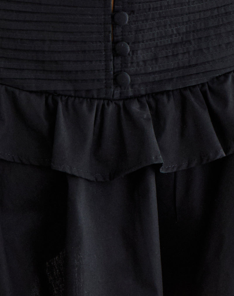 Image of Alna V Waist Skort with Ruffle in Poplin Black