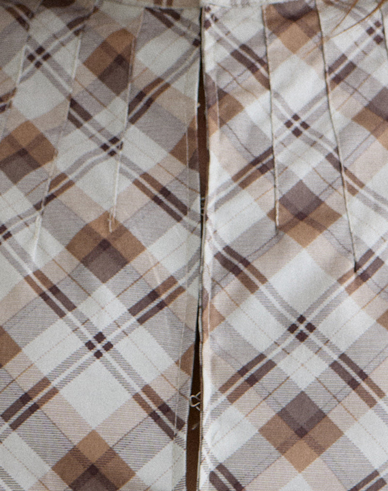Image of Alnira Pea Coat Top in Angled Check Brown