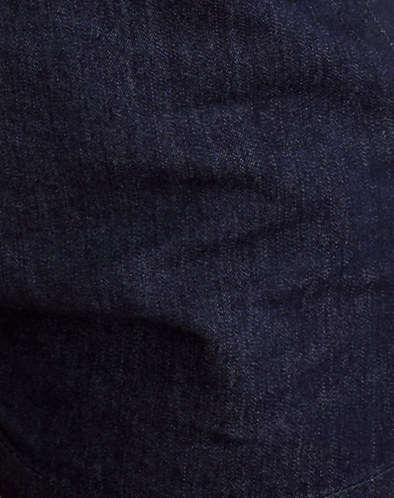 Image of Alita Mini Short in Chambray Indigo with Buttons