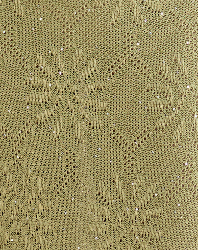 Image of Aloria Maxi Skirt in Sequin Knit Green