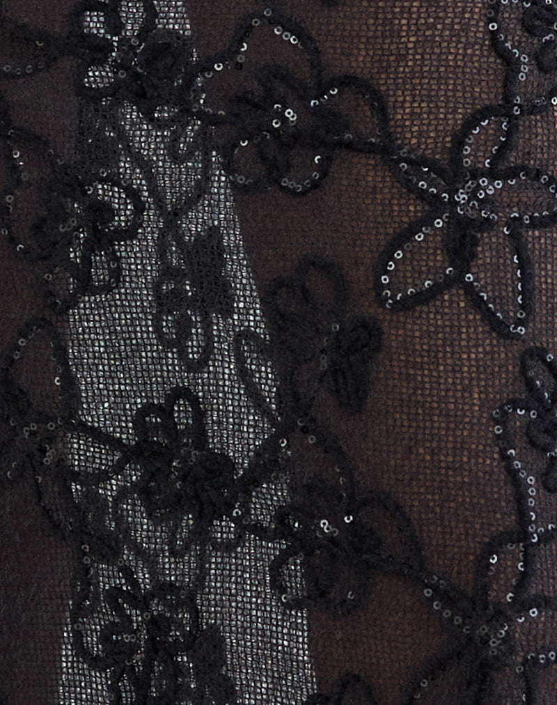 Image of Alphia Maxi Skirt in Sequin Knit Black