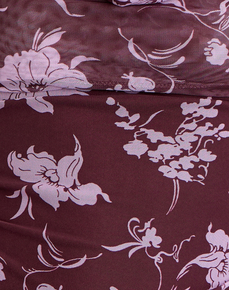 Image of Alva Cowl Neck Top in Blooming Bliss Burgundy