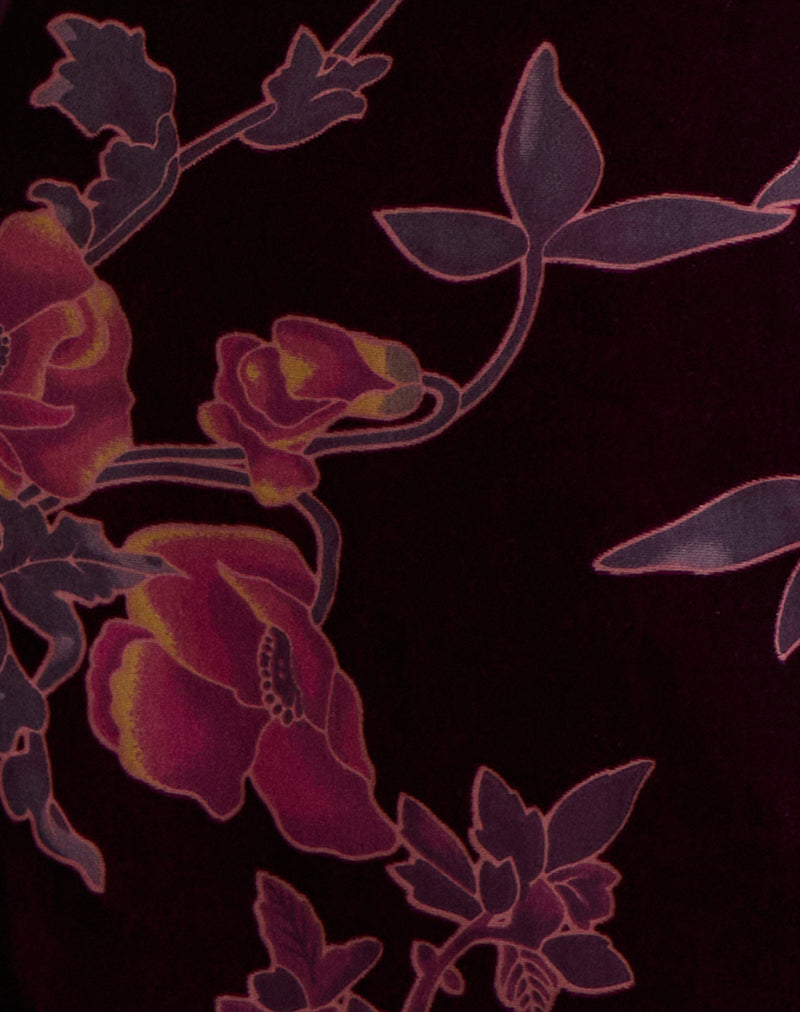 Image of Alvana Mini Dress in Floral Devore Burgundy
