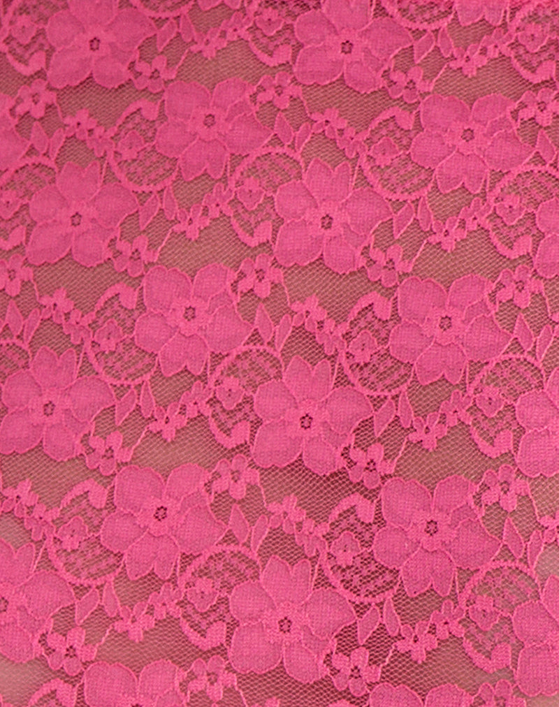 Image of Amabon Long Sleeve Top in Lace Hot Pink