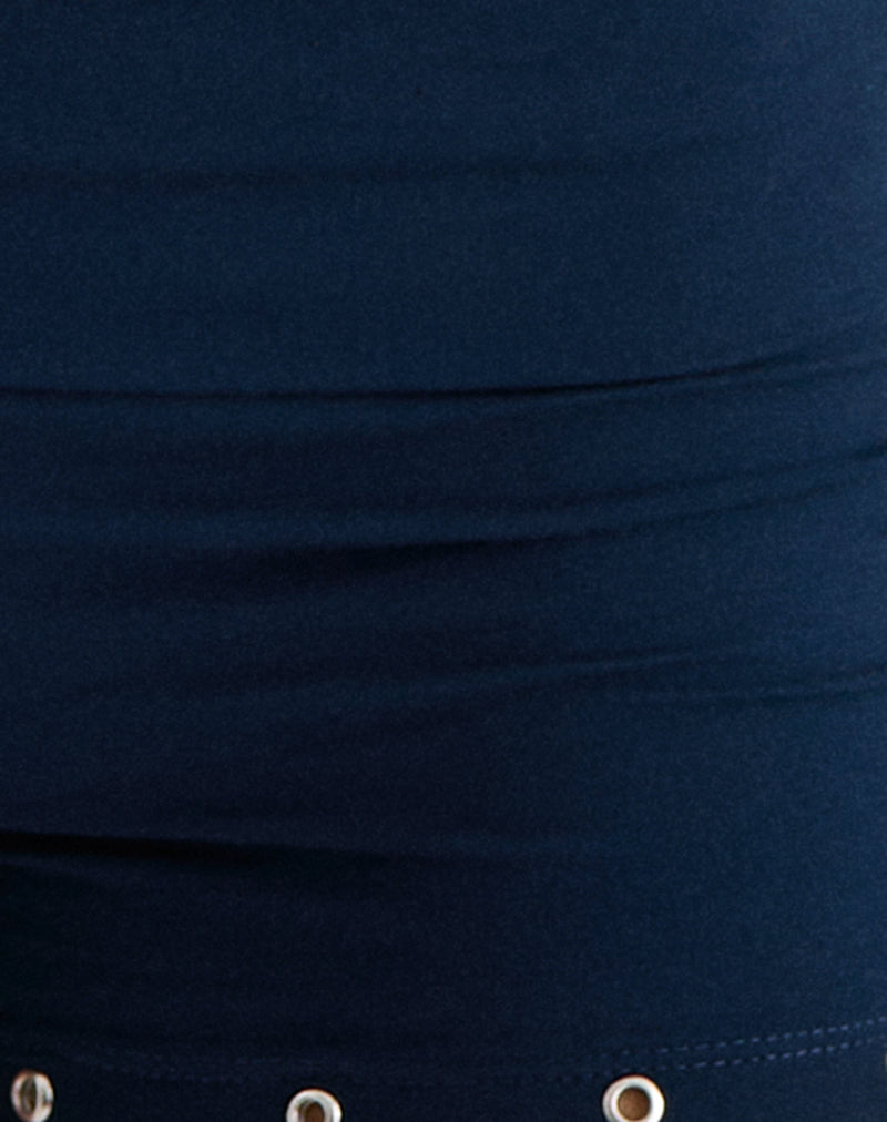 Image of Amane Foldover Short in Rayon Jersey Navy
