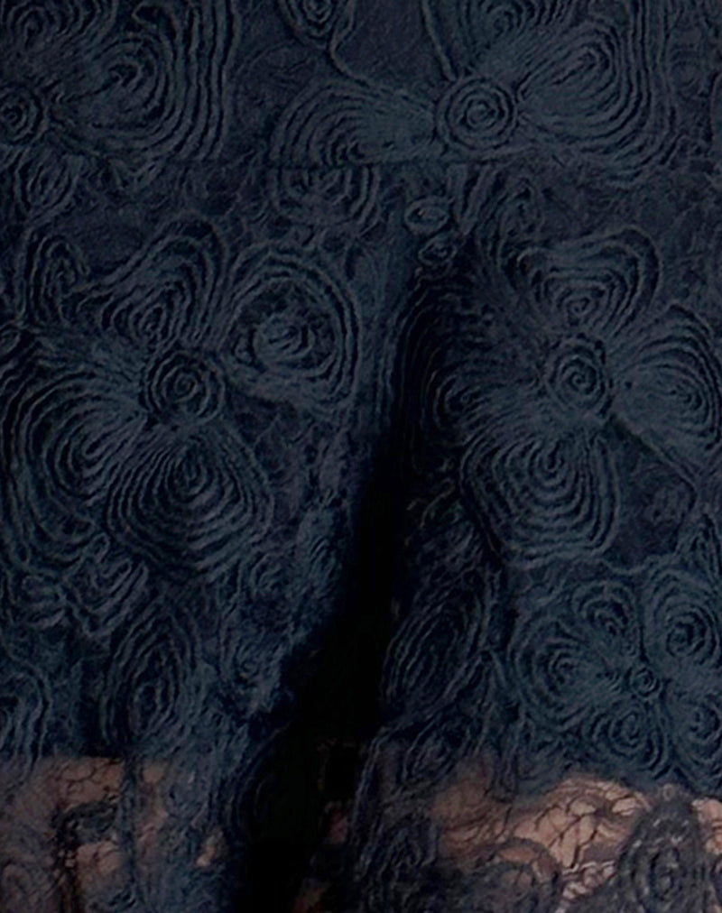Image of Ambika Dress in Textured Lace Rose Black