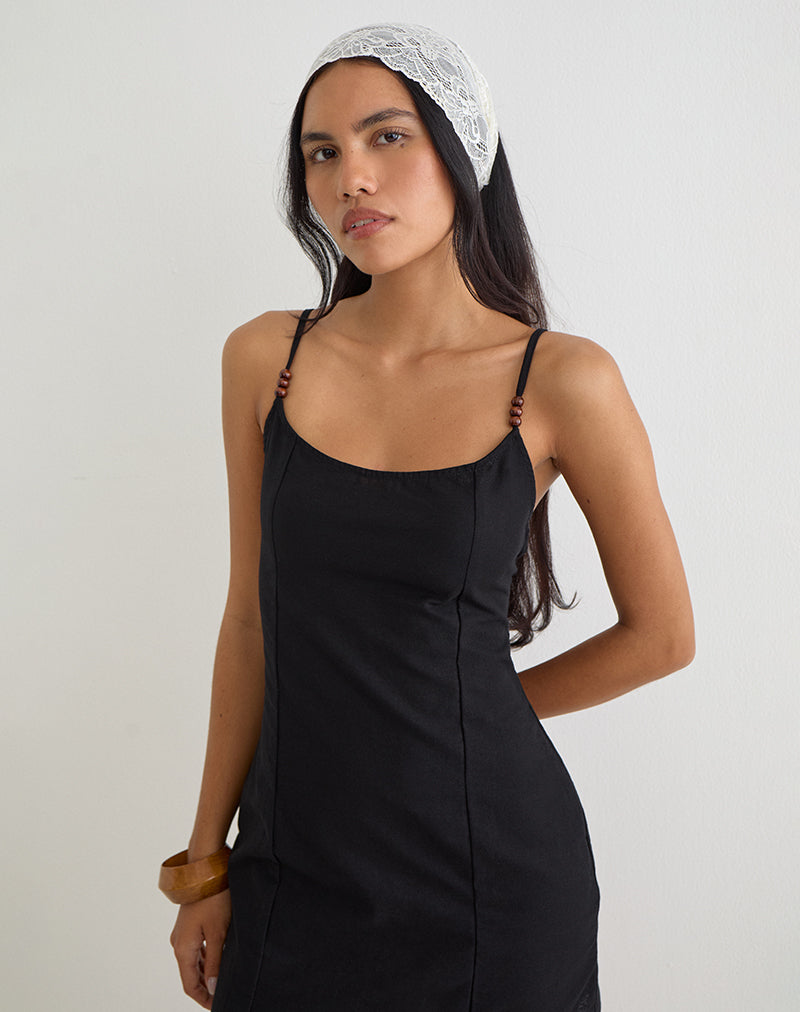 Image of Ambra Scoop Mini Dress in Linen Black