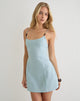 Image of Ambra Scoop Mini Dress in Linen Steel Blue