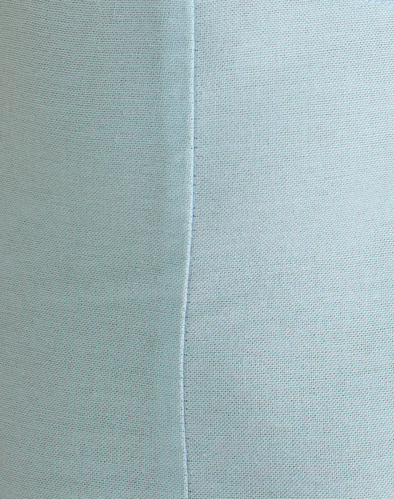 Image of Ambra Scoop Mini Dress in Linen Steel Blue
