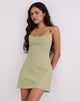 Image of Ambra Scoop Mini Dress in Linen Sage Green