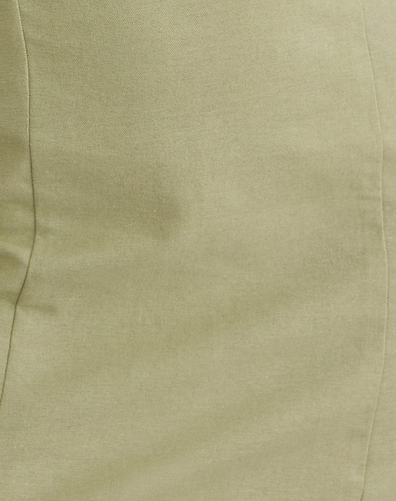 Image of Ambra Scoop Mini Dress in Linen Sage Green