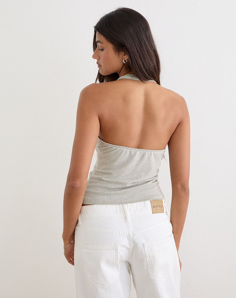 Image of Anari Top in Shimmer Knit Light Grey