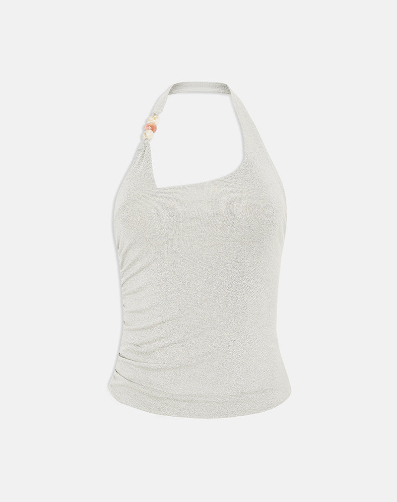Image of Anari Top in Shimmer Knit Light Grey