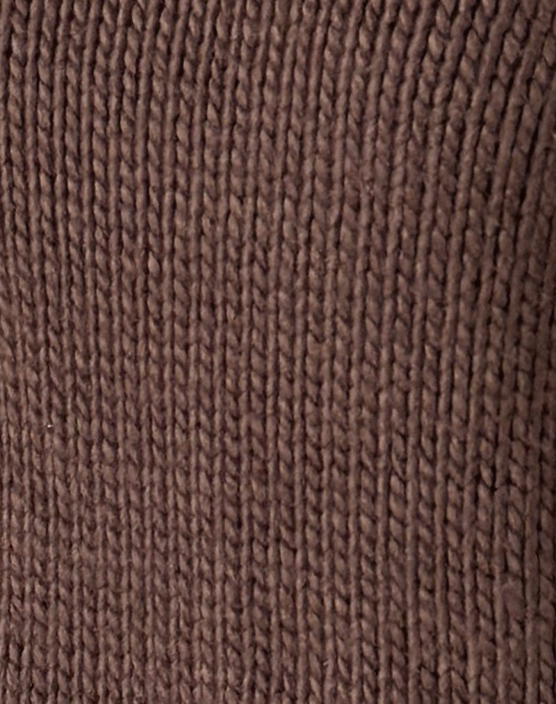 Image of Anasera Off Shoulder Jumper in Chocolate Brown