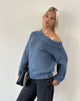Image of Anasera Off Shoulder Jumper in Slate Blue