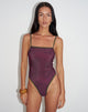 Image of Anavah Swimsuit in Abstract Zebra Burgundy with Green Binding