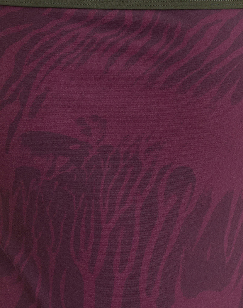 Image of Anavah Swimsuit in Abstract Zebra Burgundy with Green Binding