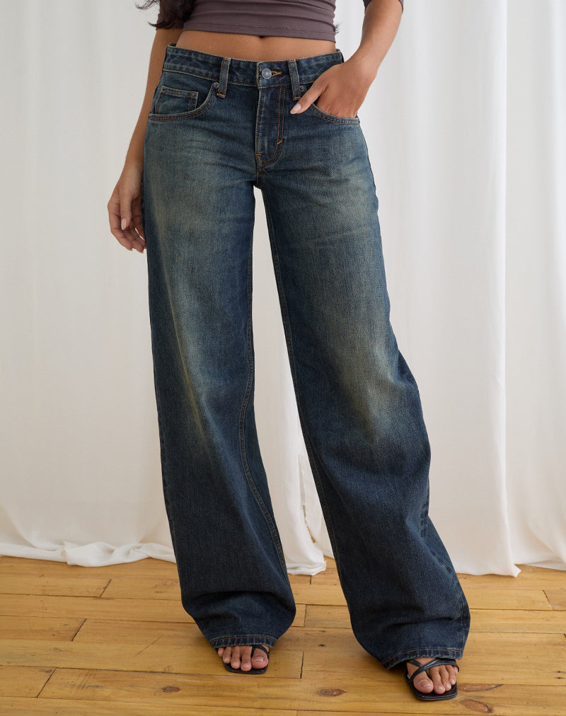 Image of Low Rise Roomy Jeans in Aged Mid Blue