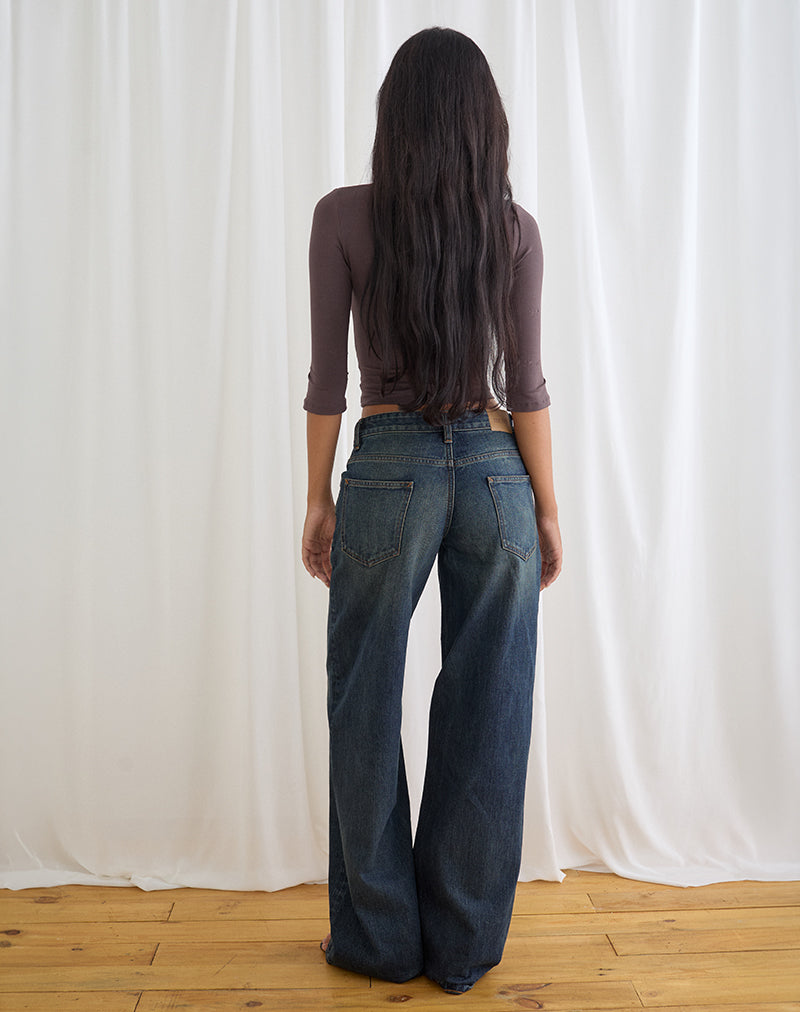 Image of Low Rise Roomy Jeans in Aged Mid Blue