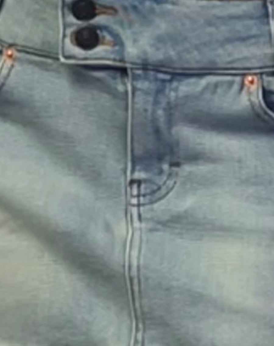 Image of Low Rise Denim Mini Skirt in Super Bleach