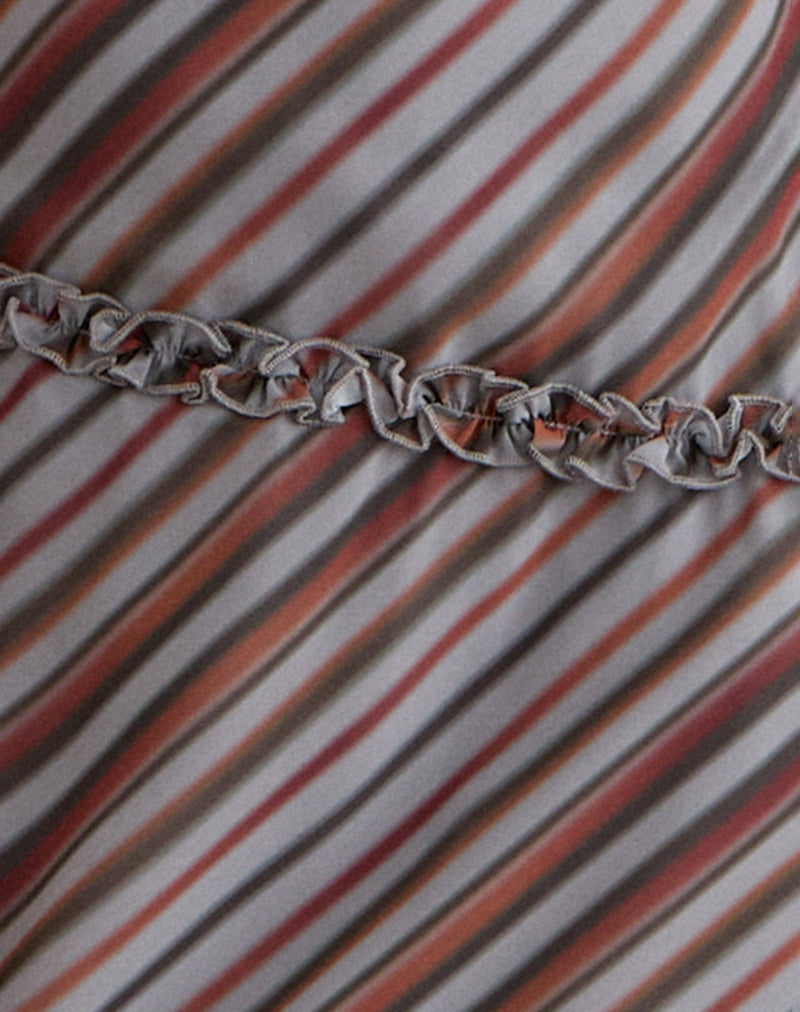Image of Angie Maxi Dress in Chiffon Grey and Maroon Diagonal Stripe