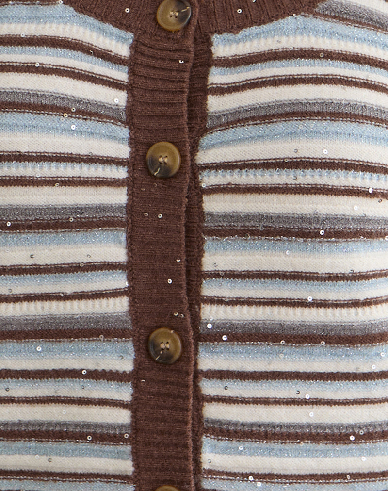 Image of Aniha Long Sleeve Top in Knit Stripe Blue and Brown