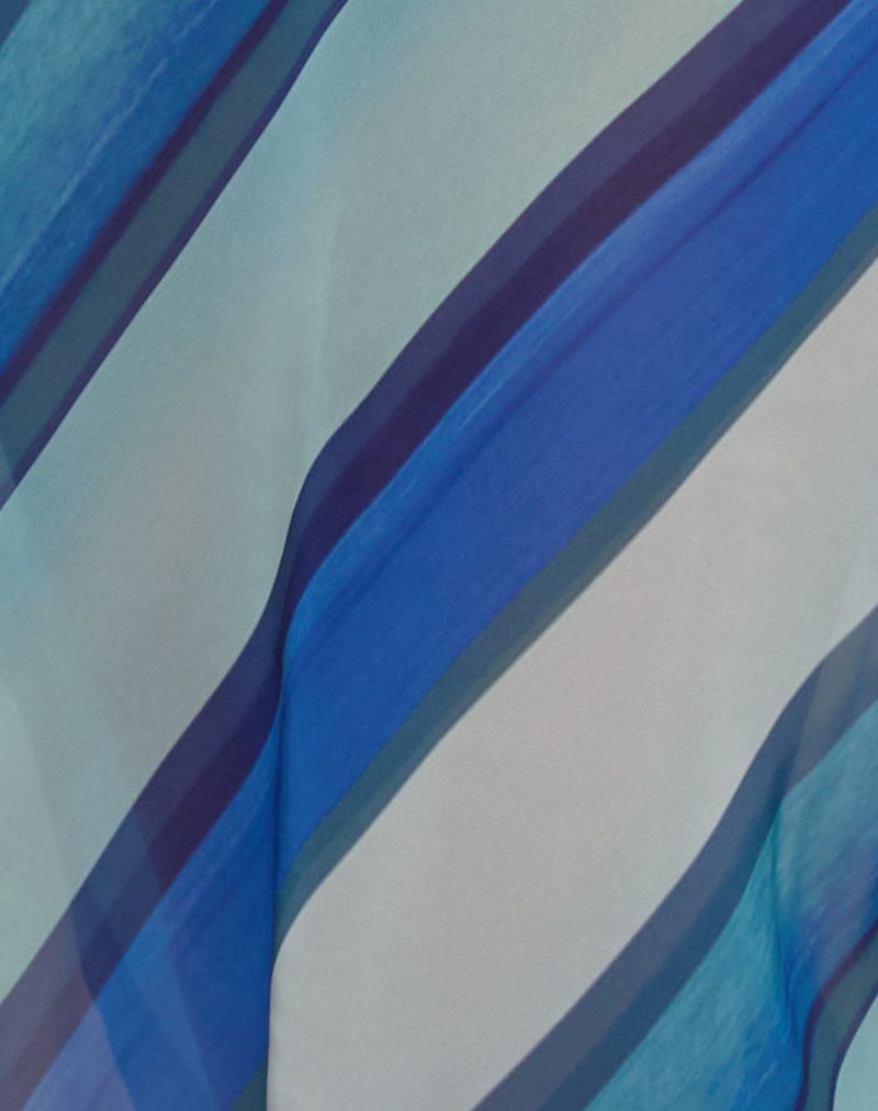 Image of Anira Dress in Chiffon Painted Stripe Blue