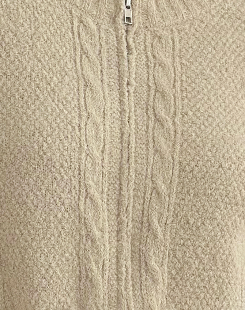 Image of Anitra Cardigan in Cable Knit Beige