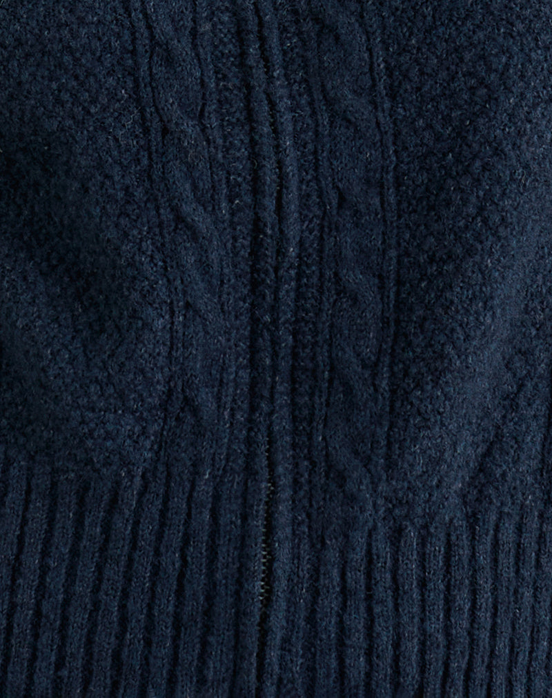 Image of Anitra Cardigan in Cable Knit Navy