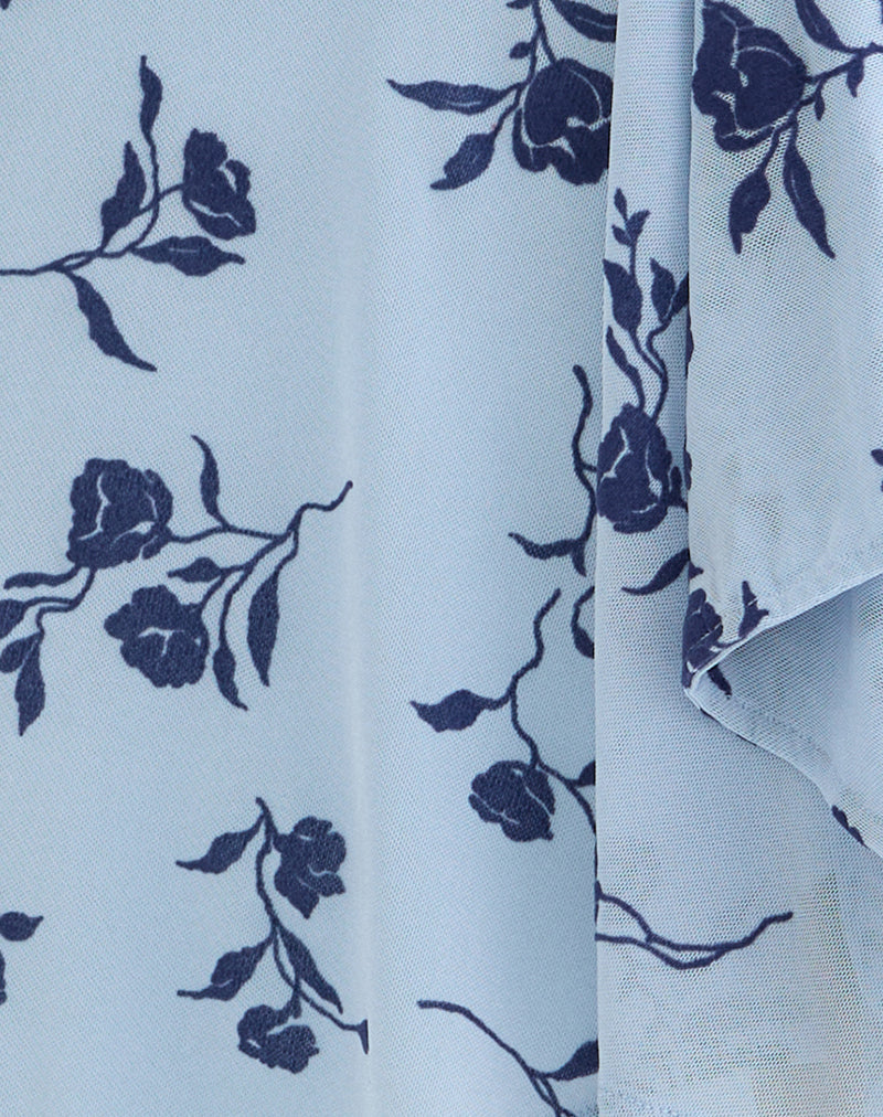 Image of Esmeray Midi Skirt in Thin Leafy Blue